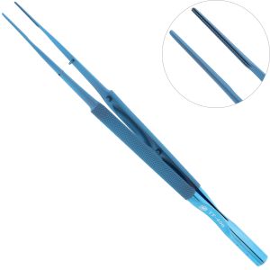 Пинцет микрохирургический атравматичный, прямой, с противовесом 1,0 мм.