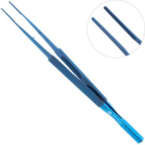 Пинцет микрохирургический атравматичный, прямой, с противовесом, 1,2 мм.