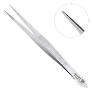 Пинцет для удаления осколков с насечками, прямой, 11,5 см