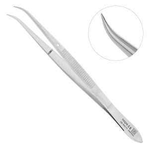 Пинцет для удаления осколков гладкий, изогнутый, 12,5 см