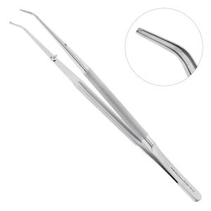 Микро-Пинцет Gomel хирургический, изогнутый, 18см