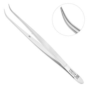 Пинцет для удаления осколков гладкий, изогнутый, 14,5 см