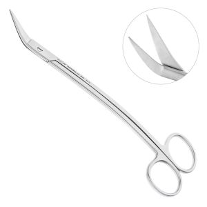 Ножницы хирургические DEAN, двойной изгиб, зубчатая поверхность , 17,5 см.