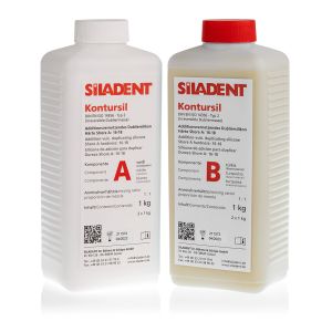 Силикон для дублирования Kontursil yellow 1 : 1, упаковки по 1 кг.: компонент A-1 кг./компонент B-1 кг