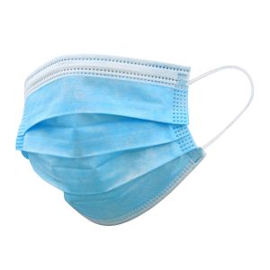 Маска медицинские трехслойная одноразовая в пакете (трехслойная, на резинке, голубая, 50 шт/уп)