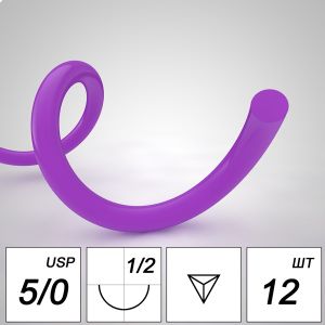 Шовный материал Моноквик A 5/0 mono RR 16 mm 1/2 75 cm (12 шт)