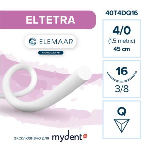 Шовный материал ELTETRA 4/0 (12 шт, 45 см, 3/8, 16 мм, обратно-режущая)