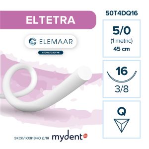 Шовный материал ELTETRA 5/0 (12 шт, 45 см, 3/8, 16 мм, обратно-режущая)