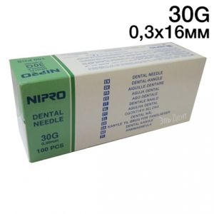 Иглы карпульные NIPRO 16мм х 30G, (Япония)