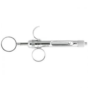 Шприц карпульный хромированный, с 1 кольцом и 1 половинчатым кольцом, ручная аспирация