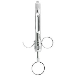 Шприц карпульный хромированный, с 1 кольцом и 1 половинчатым кольцом, ручная аспирация