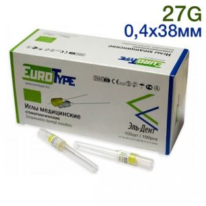 Иглы карпульные 38мм х0,4 (27G)/100шт./EuroType