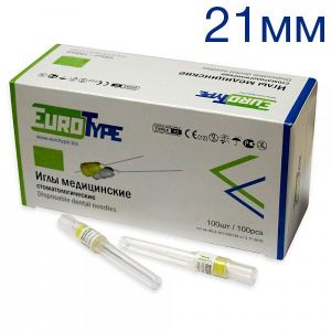 Иглы карпульные 21мм х0,3 (30G), 100шт., EuroType
