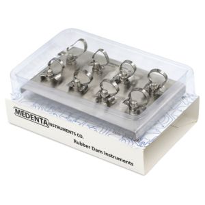 Раббердам - набор 8 крепелий на подставке, Medenta Instruments Co