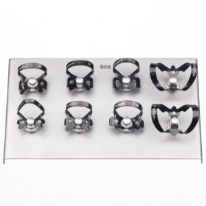 Раббердам - набор 129-S08-TN ЧЕРНЫЙ (8 креп. на подставке), Medenta Instruments Co