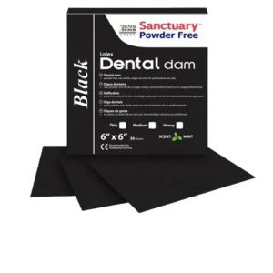 Коффердам Latex Dental Dams, черного цвета с ароматом мяты, средний, размеры 152мм. х 152мм., 36шт (упак.), SANCTUARY