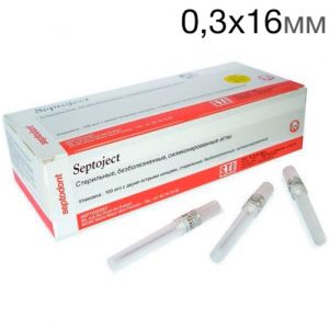 Иглы карпульные Septoject 0,3х16мм, 100шт., Septodont