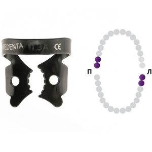 Раббер Дам крепление 129-13А-TN ЧЕРНОЕ тигровое для третьих нижних моляров слева и верхних справа, МЕДЕНТА