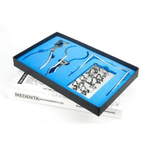 Раббердам - набор 129-SET-TN ЧЕРНЫЙ (8 крепл.+4 инструмента),"Раббер Дам Set" Medenta Instruments Co