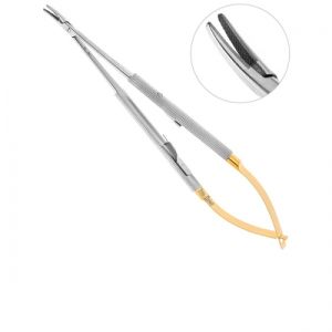 Иглодержатель микрохирургический изогнутый 140 мм ТВС Castroviejo