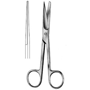 Ножницы 140 мм прямые с одним острым концом