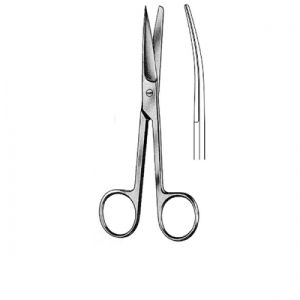 Ножницы 140 мм вертикально-изогнутые с одним острым концом