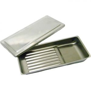Лоток нержавеющий с крышкой на 8 предметов 195*90*25 мм