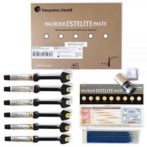 Palfique Estelite Paste Syringe Intro kit-6 шпр.х 3,8 г, адгезив Tokuyama Bond Force II 1 мл., палета для адгезива, микроаппликaторы