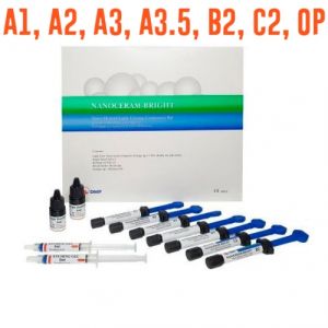 Nanoceram-Bright, набор (А1, А2, А3, А3.5, В2, С2, Op), 7шпр*4г, универсальный наногибридный композит, DMP