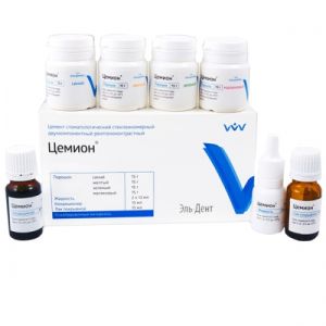 Цемион набор Цветной (15г. х 4 +13мл. х 2 + 15мл.х 2) стеклоиономерный цемент для реставрации молочных зубов, ВладМиВа
