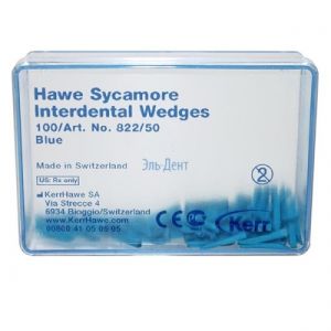 822/50 Клинья Sycamore Interdental деревянные синие (100шт), Kerr Hawe