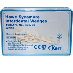822/20 Клинья Sycamore Interdental деревянные белые (100шт), Kerr Hawe