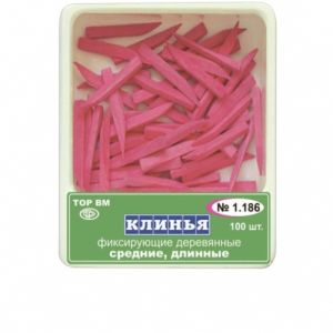 ТОР-1.186 Клинья деревянные средние длинные (розовые) 100 шт.