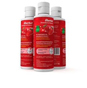 Гель для фторирования SHERBET APF с витамином Е (1-4 минуты), Клубничный рай, 500мл