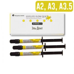 Набор Estelite Flow Quick (3 шт х 3,6г (2мл)) оттенки: A2, A3, A3.5; 45 наконечников для шприцев, Tokuyama Dental
