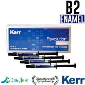 Revolution Formula 2, Эмаль B2, (4 шприца по 1гр + 20 насадок), жидкий композитный материал, 29499, Kerr