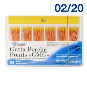 Штифты гуттаперчевые GMG 02 №20 (120шт), Tianjin Gapadent