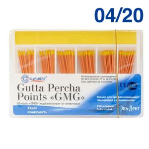 Штифты гуттаперчевые конусные GMG 04/20 (60шт), Tianjin Gapadent