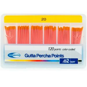 Штифты гуттаперчевые .02 №20 (120шт), Meta