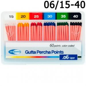 Штифты гуттаперчевые .06 №15-40 (60шт), Meta