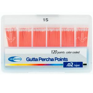 Штифты гуттаперчевые .02 №15 (120шт), Meta