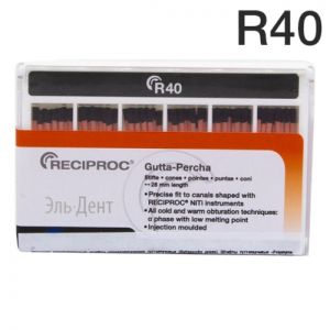 Reciproc guttapercha points, длина (length) 28 мм, R40 размер (size), 60 шт.