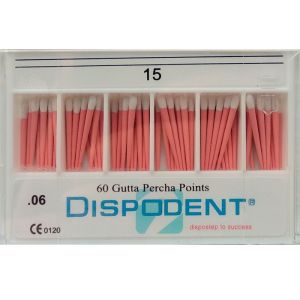 Штифты гуттаперчевые конусные 06 №15 (60шт), Dispodent