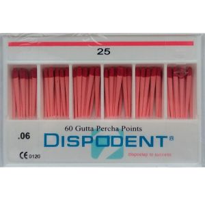 Штифты гуттаперчевые конусные 06 №25 (60шт), Dispodent