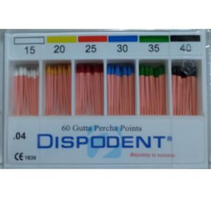 Штифты гуттаперчевые конусные .04 №15-40 (60шт), Dispodent