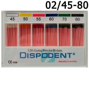Штифты гуттаперчевые 02 №45-80 (120шт), Dispodent