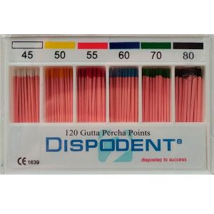 Штифты гуттаперчевые 02 №45-80 (120шт), Dispodent