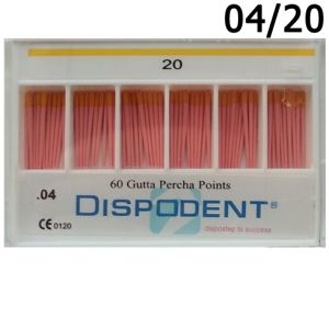 Штифты гуттаперчевые конусные 04 №20 (60шт), Dispodent