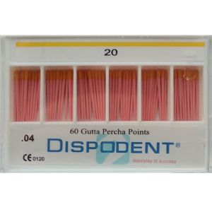 Штифты гуттаперчевые конусные 04 №20 (60шт), Dispodent