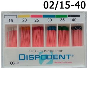 Штифты гуттаперчевые 02 №15-40 (120шт), Dispodent